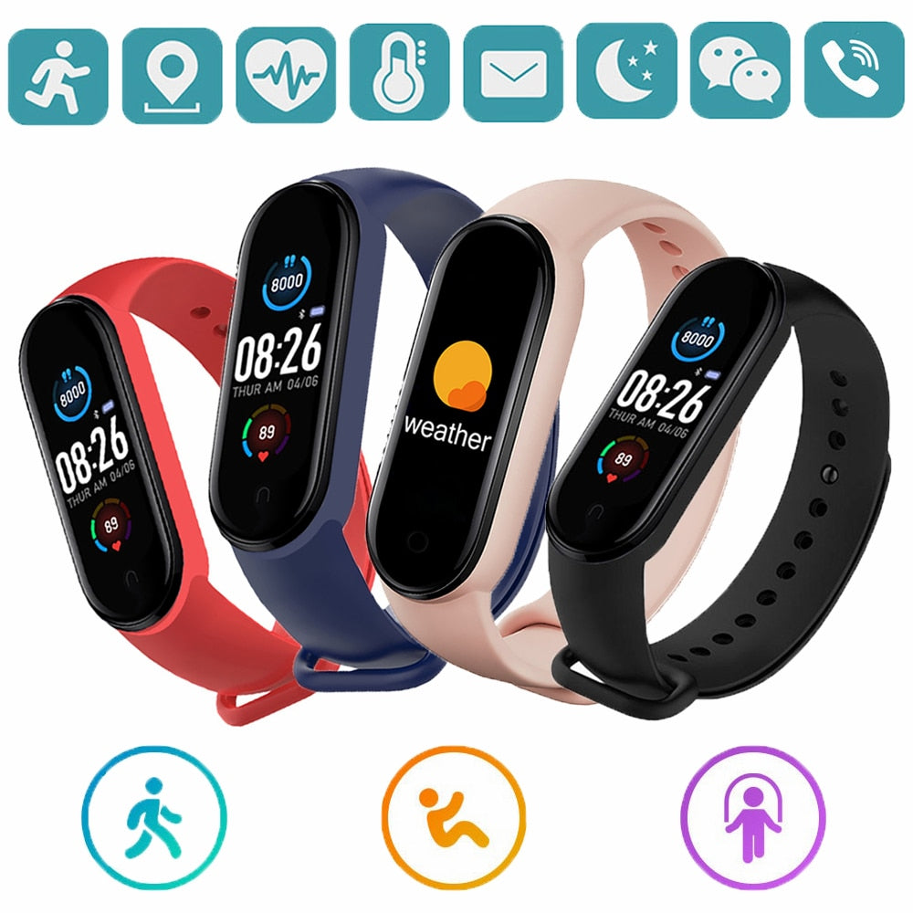 Olaf M5 Smart Bracelet Men Fitness Smart Wristband Women Sports Tracker Smart Watch Play Music Bracelet M6 Band For Adriod IOS