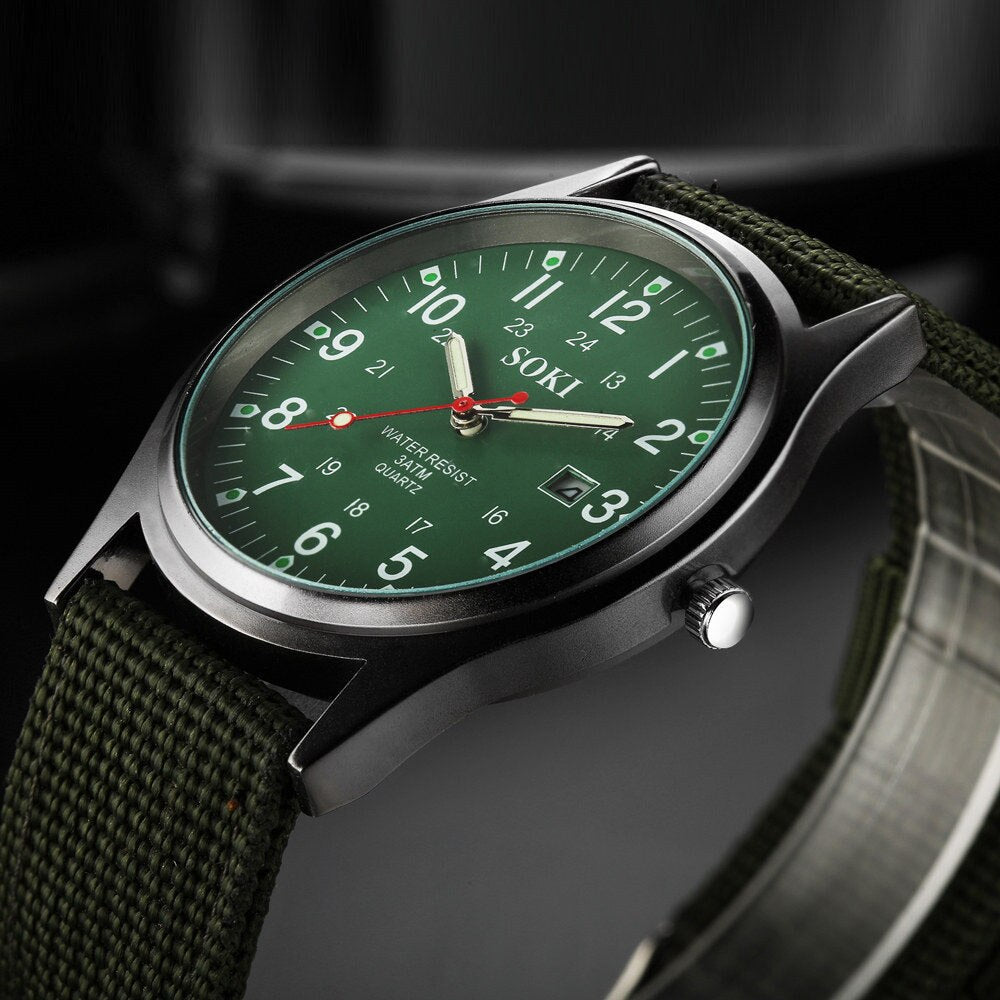 Military Watch for Men Top Quality Luxury Brand Quartz Mens Watches Luminous Canvas Band Relogio Masculino Fashion Male Clock