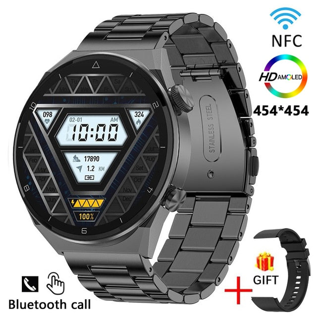 NFC Access Control Function Smartwatch Wireless Charging AMOLED Smart Watch New HD Screen Bluetooth Call Large Capacity Battery