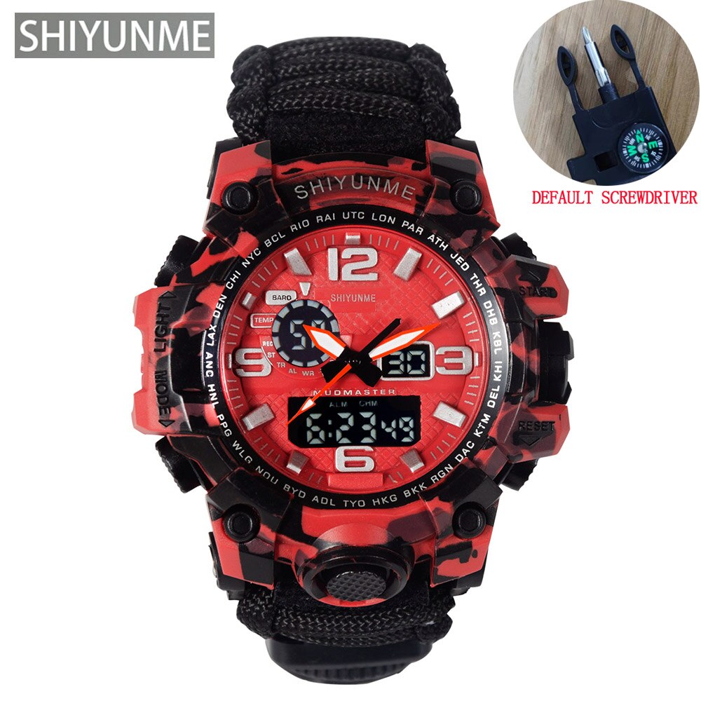 Men Military Sports LED Digital Watches Compass Outdoor Survival Multi-function Waterproof Men's Quartz Watch Relogio Masculino
