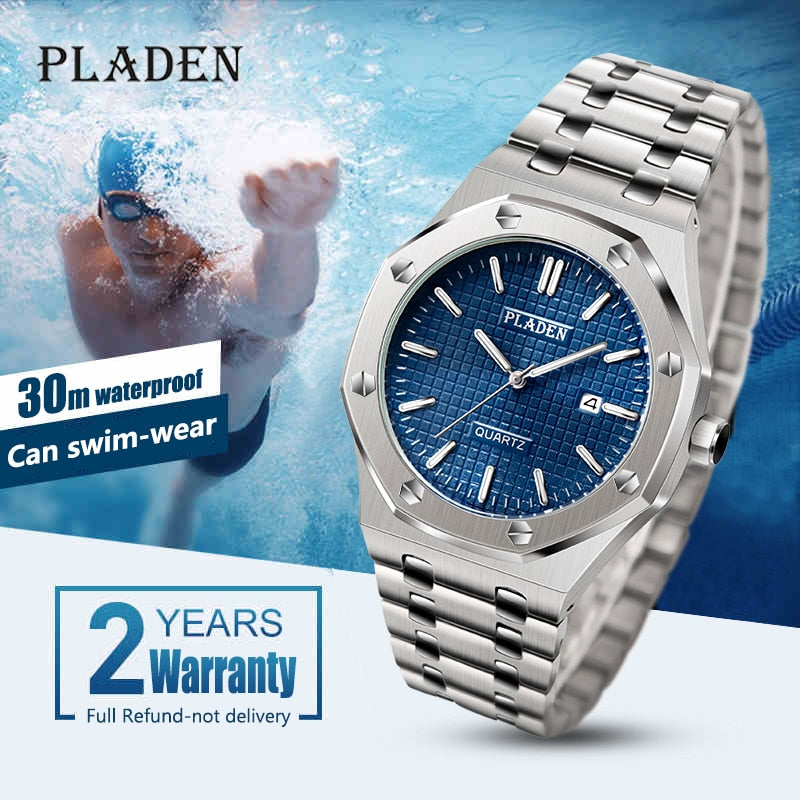 PLADEN Luxury Watch For Men Top Brand Business Stainess Steel Quartz Watches Fashion Classic Waterproof Male Clock Dropshipping
