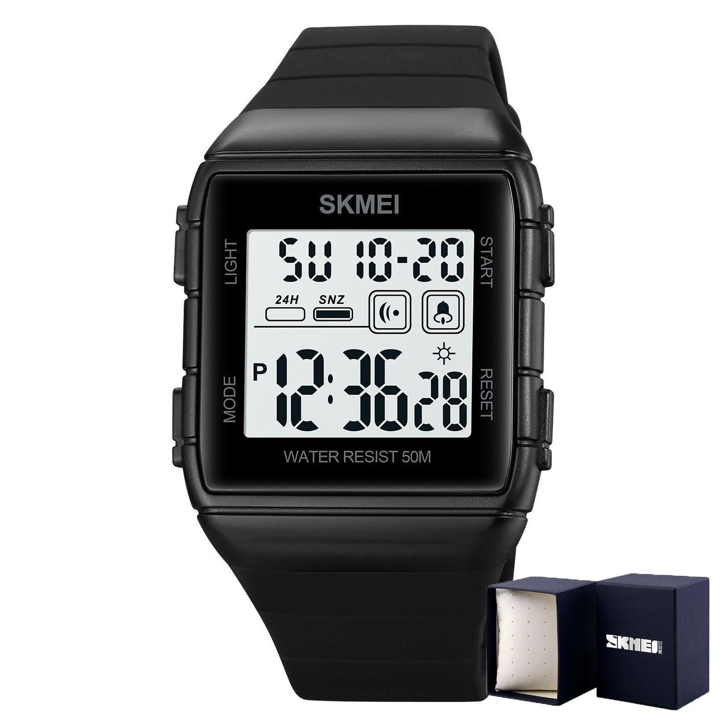 SKMEI Electronic Movement Sport Watch For Men Dual Time EL Light Display Digital Watch 50M Waterproof Clock Relogio masculino