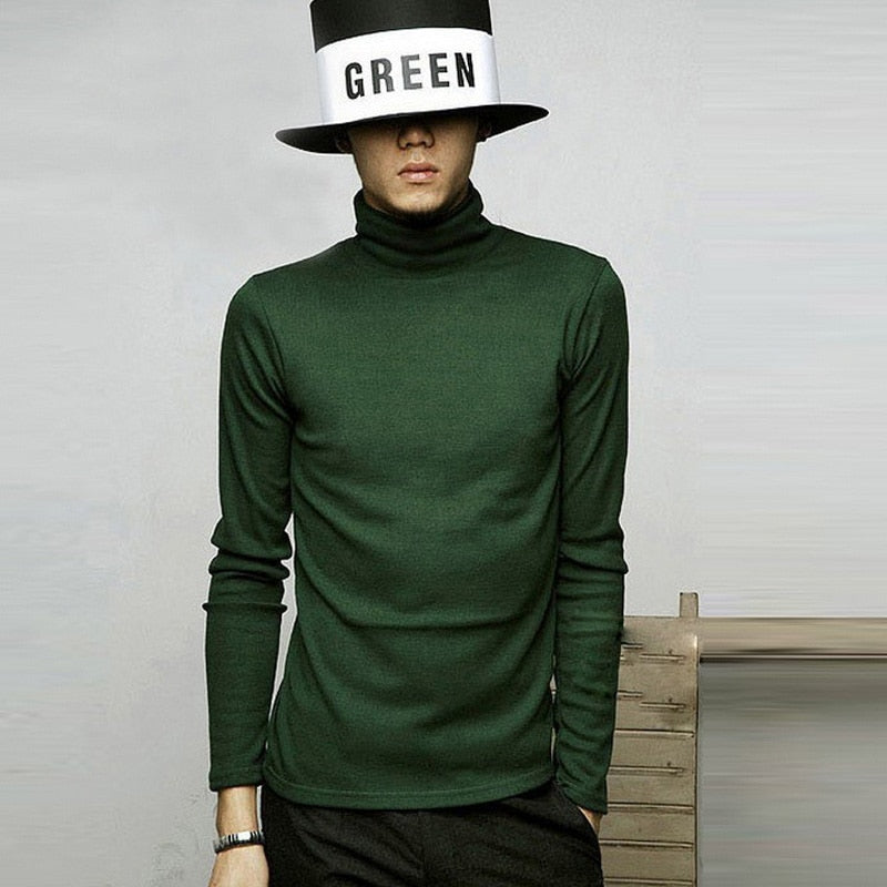 Spring Thin Men Turtleneck Sweaters Black Pullovers Clothing For Men Cotton Harajuku Knitted Sweater Male Solid Pull Hombre Tops