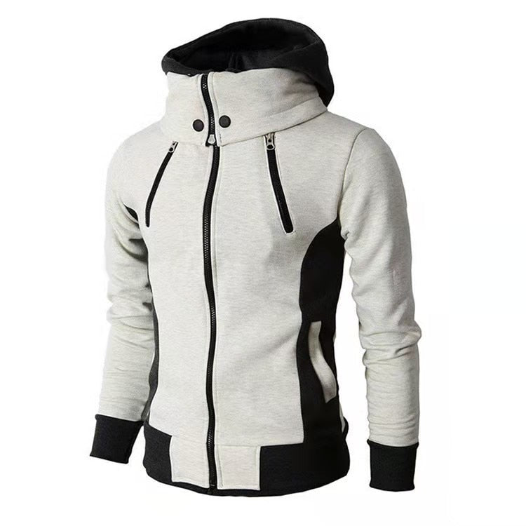 Fake Two Pieces Sports Sweatshirt Casual Men Jackets Coats Winter Thin Warm Zipper Hooded Jackets Autumn Winter Men's Clothing