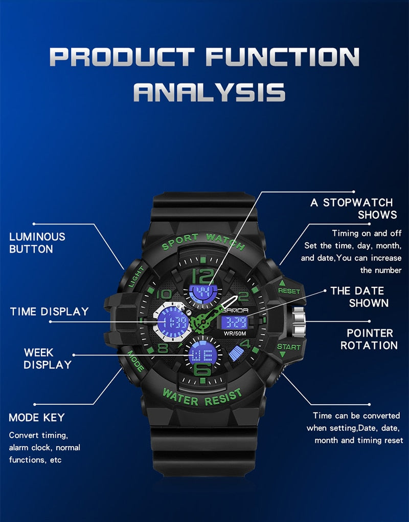SANDA Brand G- Style Military Watch Men Digital Shock Sports Watches For Man Waterproof Electronic Wristwatch Mens 2022 Relogios