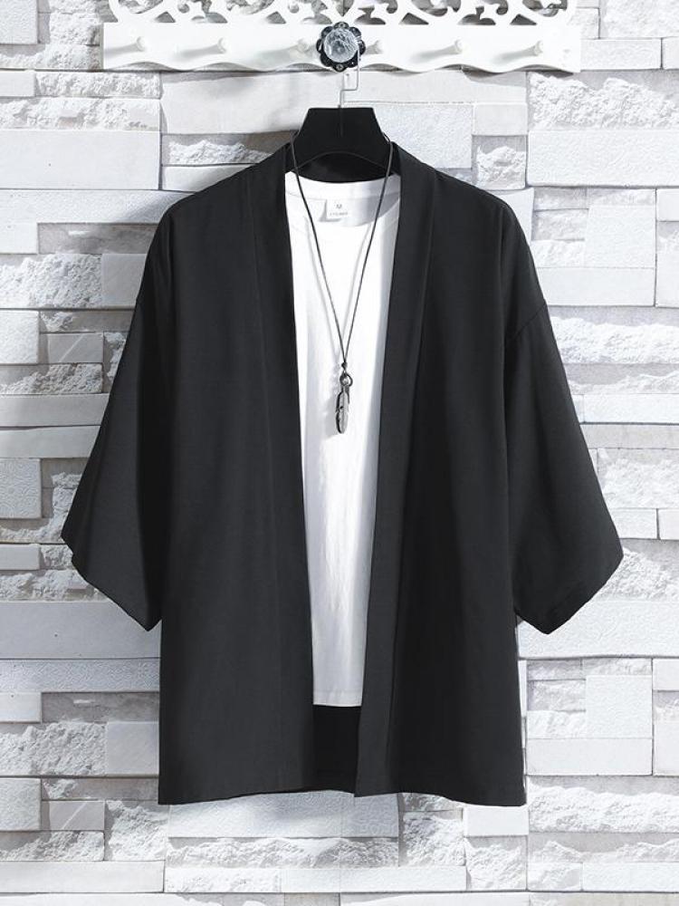 Japanese Men Cardigan Kimono Traditional Japanese Samurai Clothing Streetwear Yukata Male Shirt Haori Mens Kimono Shirt 4XL 5XL