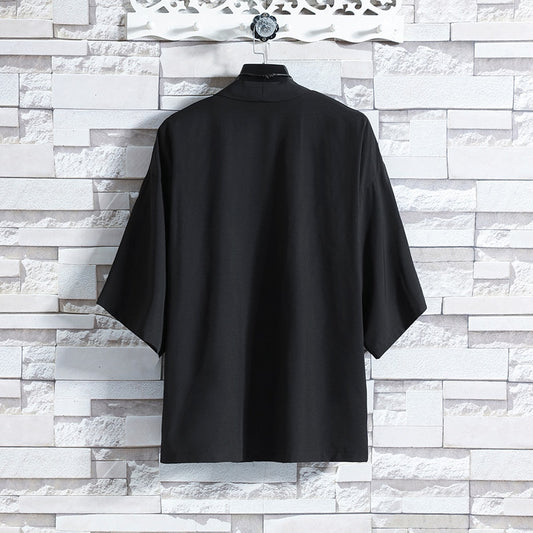Japanese Men Cardigan Kimono Traditional Japanese Samurai Clothing Streetwear Yukata Male Shirt Haori Mens Kimono Shirt 4XL 5XL