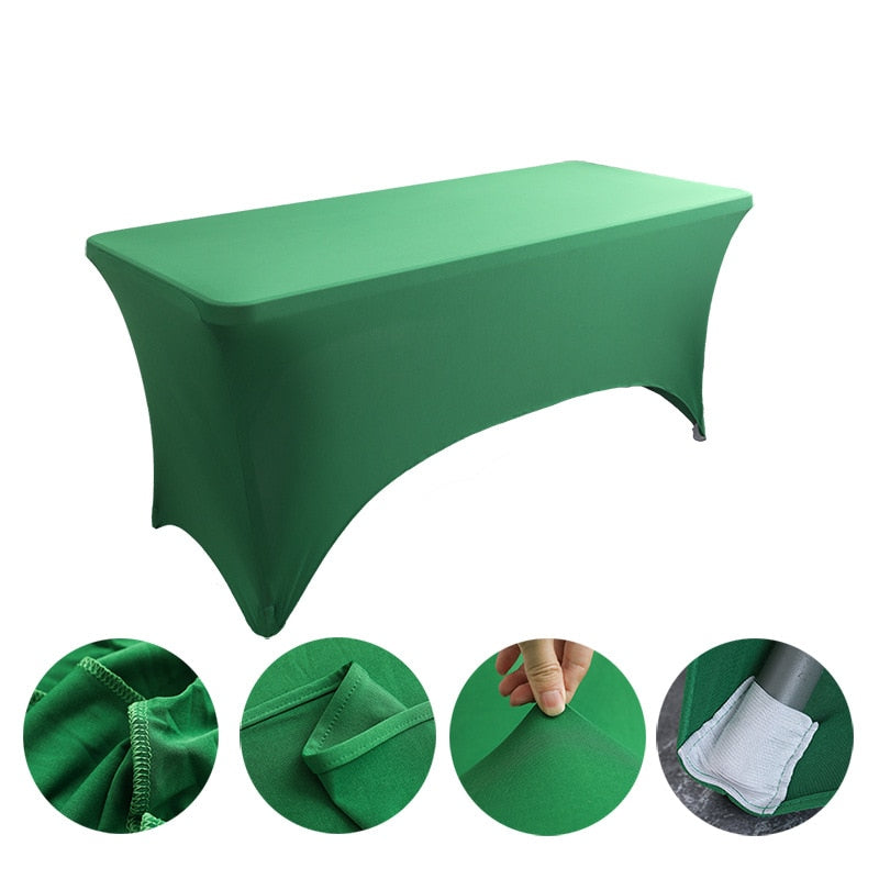 Spandex Plain Stretch Party Table Cover Cloth 4-8FT Folding Table Rectangular Cocktail Tablecloth For Wedding Banquet Christmas