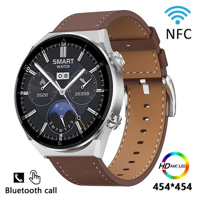 NFC Access Control Function Smartwatch Wireless Charging AMOLED Smart Watch New HD Screen Bluetooth Call Large Capacity Battery