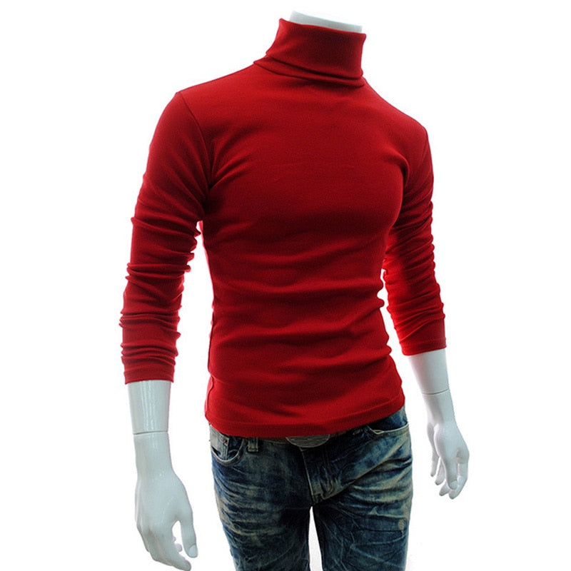 Spring Thin Men Turtleneck Sweaters Black Pullovers Clothing For Men Cotton Harajuku Knitted Sweater Male Solid Pull Hombre Tops