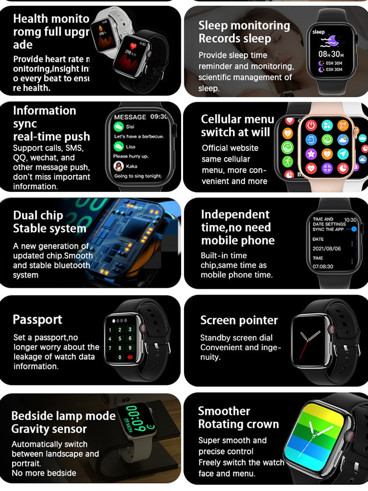 Series 8 2022 New Smart Watch Bluetooth Call Men Sports Fintess SmartBand Custom dial smartwatch for for Apple Watch men women