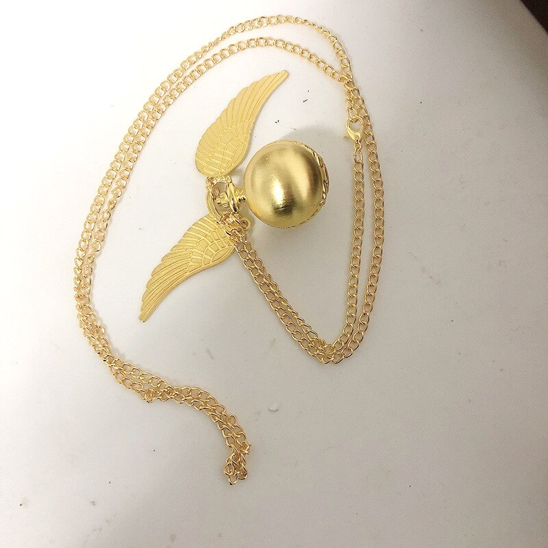 Golden Ball Pendant Snitch Ball Pocket Watch Gifts for Kids Quartz Necklace Clock Lovely Cute Fob Pocket Clock Wholesale