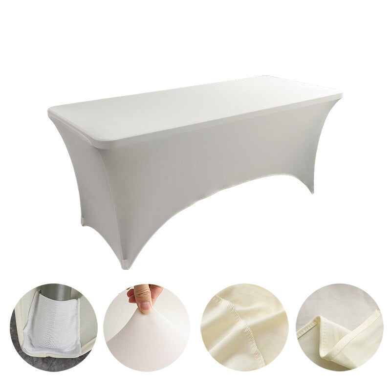 Spandex Plain Stretch Party Table Cover Cloth 4-8FT Folding Table Rectangular Cocktail Tablecloth For Wedding Banquet Christmas