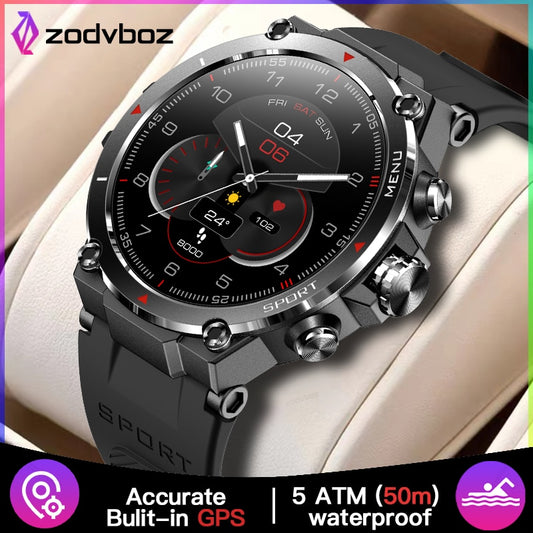 ZODVBOZ GPS Smart Watch Men AMOLED Display 24h Health Monitoring Long Battery Life 5 ATM Waterproof Smartwatch For Xiaomi Huawei