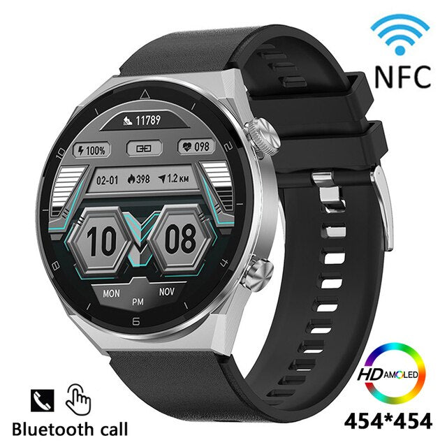 NFC Access Control Function Smartwatch Wireless Charging AMOLED Smart Watch New HD Screen Bluetooth Call Large Capacity Battery
