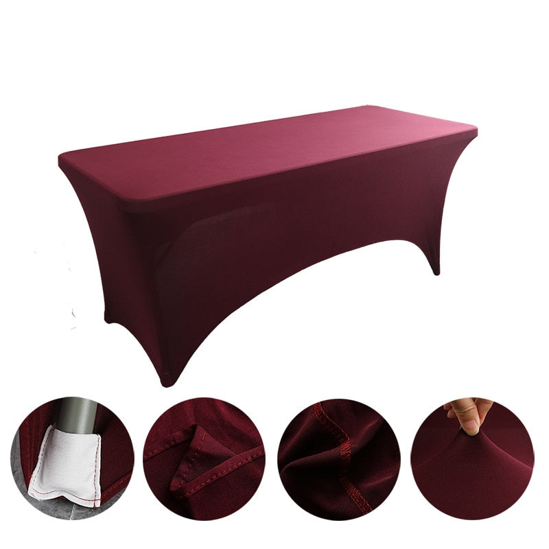 Spandex Plain Stretch Party Table Cover Cloth 4-8FT Folding Table Rectangular Cocktail Tablecloth For Wedding Banquet Christmas