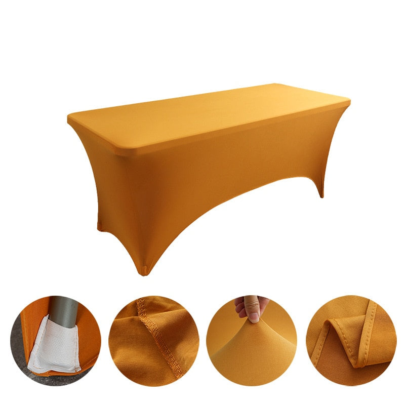 Spandex Plain Stretch Party Table Cover Cloth 4-8FT Folding Table Rectangular Cocktail Tablecloth For Wedding Banquet Christmas
