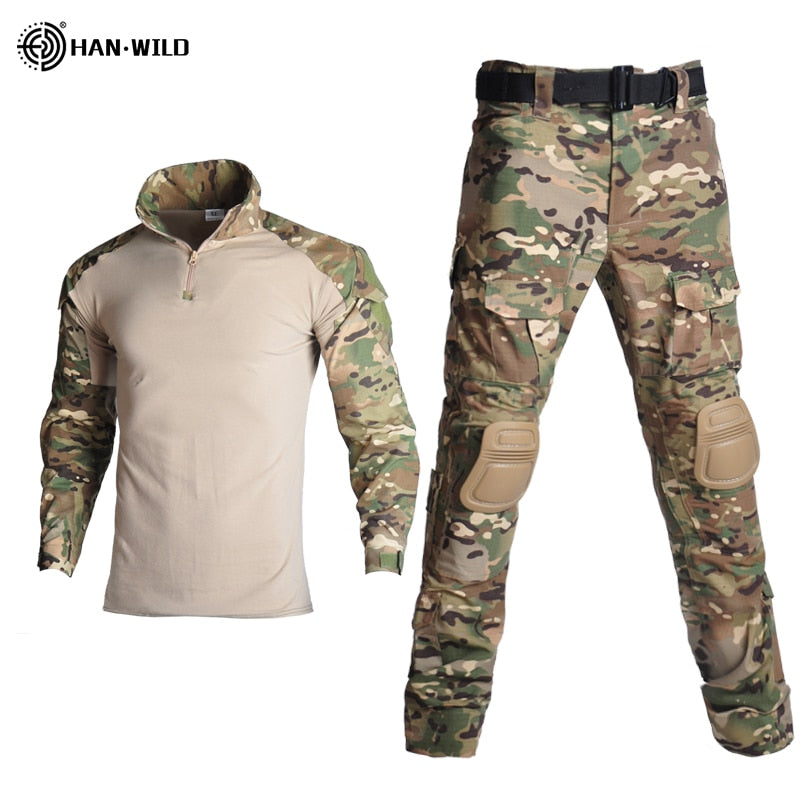 Tactical Combat Camouflage Outdoor Airsoft Paintball Clothing Military Shooting UniformShirts Cargo Pants Elbow Knee Pads Suits 1