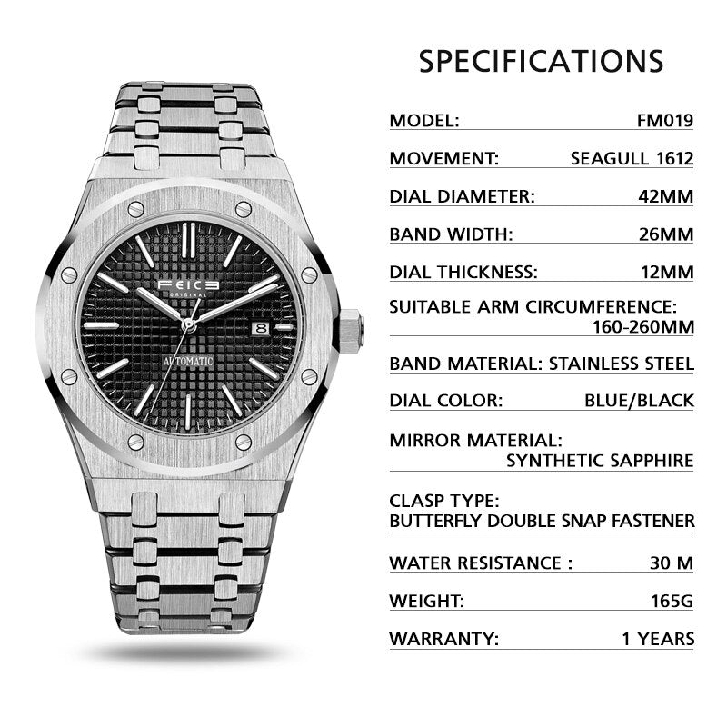 FEICE Classic Mechanical Watch Men Luxury Men Automatic Watches Business Waterproof Clock Man Business Luminous Watch