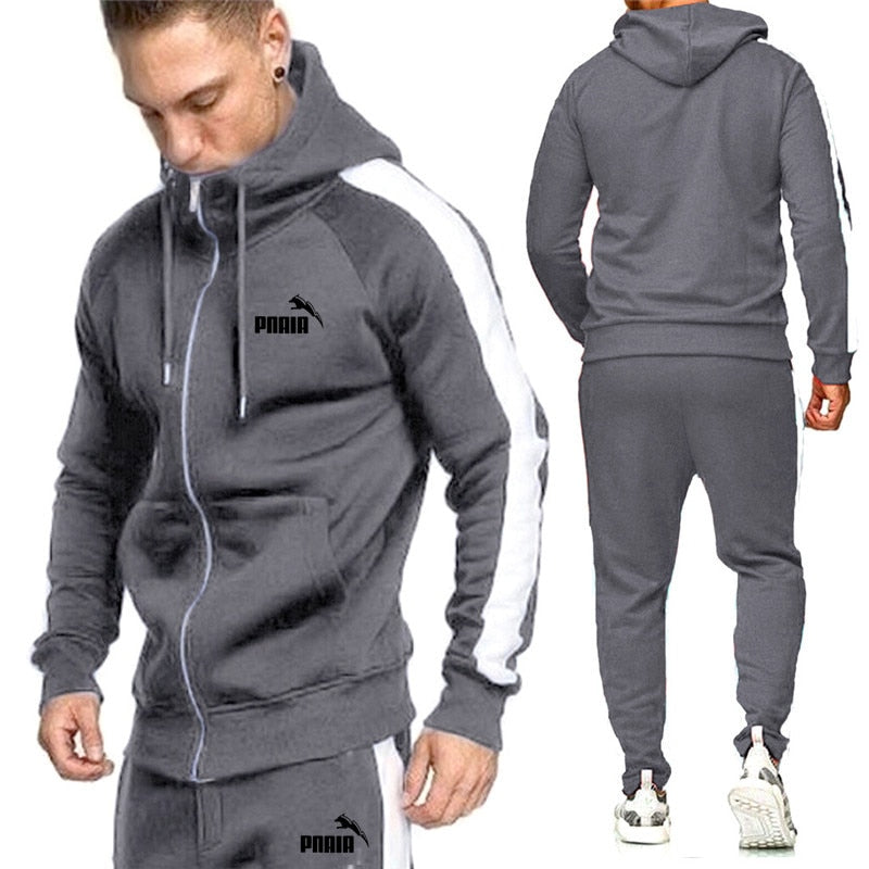 PNAIA Men Tracksuits Sets Hoodies Zipper Outwear Sportwear+Sweatpants Sets Male Workout Sports Outfit Autumn/Winter Clothing