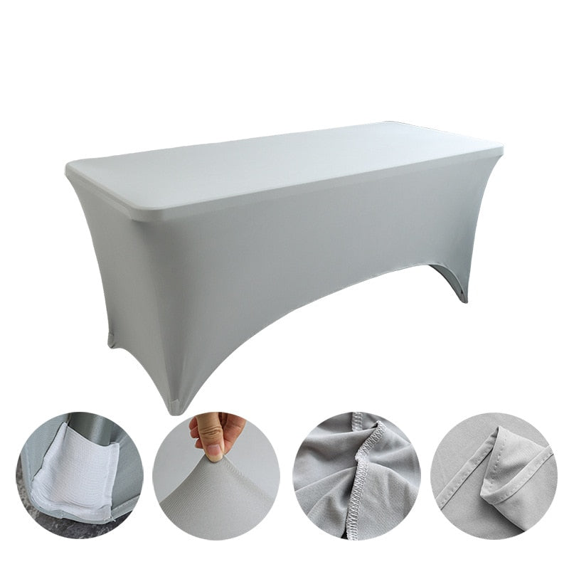 Spandex Plain Stretch Party Table Cover Cloth 4-8FT Folding Table Rectangular Cocktail Tablecloth For Wedding Banquet Christmas
