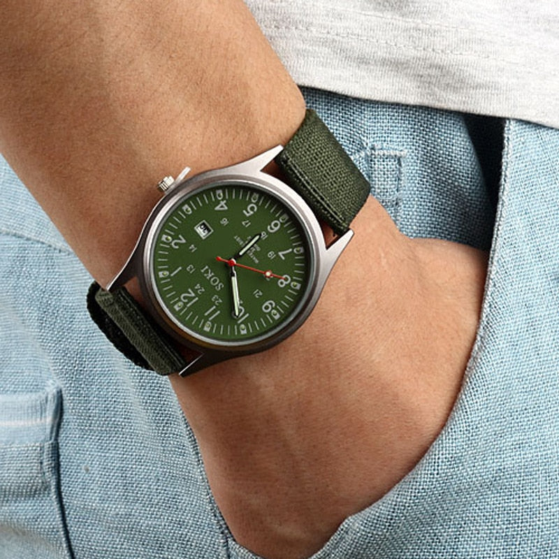 Military Watch for Men Top Quality Luxury Brand Quartz Mens Watches Luminous Canvas Band Relogio Masculino Fashion Male Clock