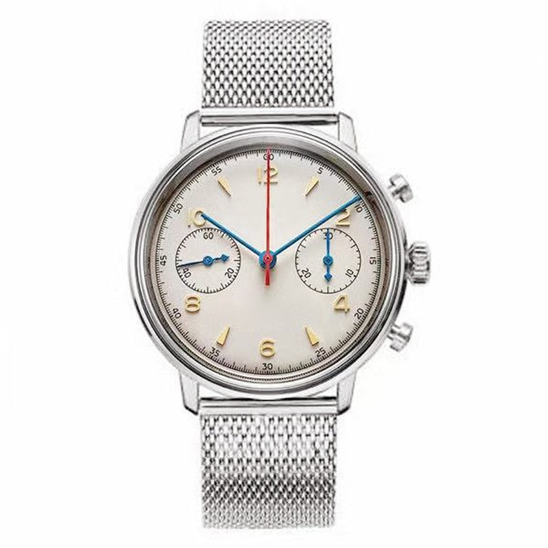 Pilot Seagull Movement 1963 Chronograph Mens Watch Sapphire Quartz 40mm Male Wrist Watches For Men Waterproof montre homme