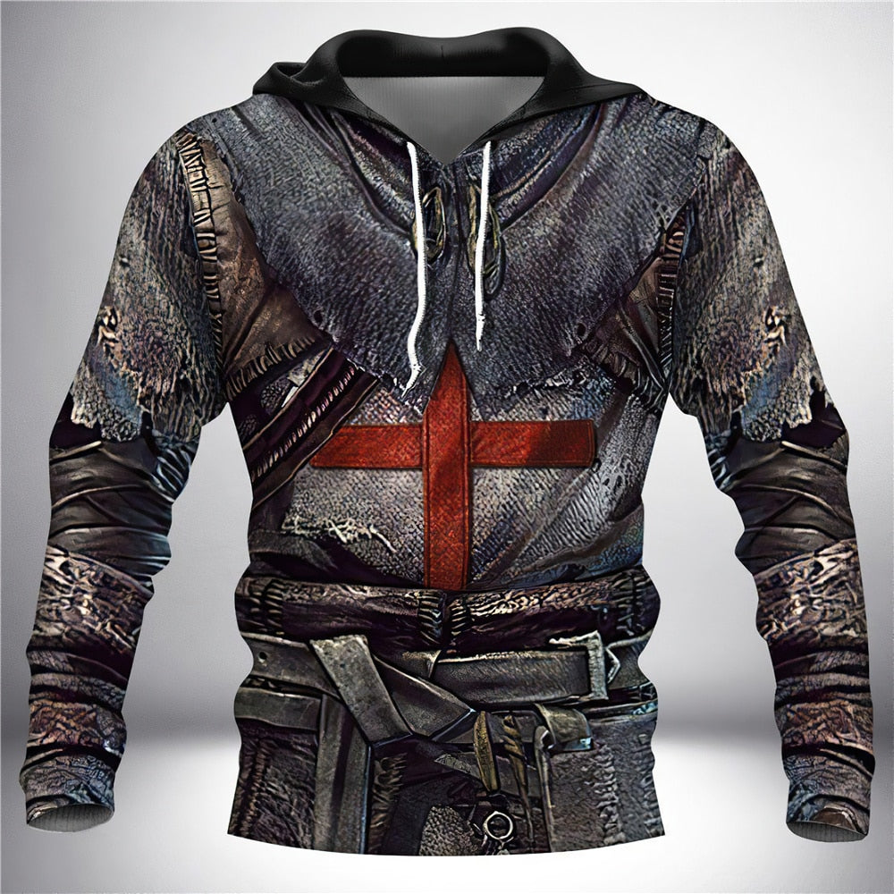 Men Hoodies Classic 3D Printed Medieval Clothes Knights Templar Harajuku Trend Fleece Sweatshirts Casual Hooded Jacket Clothing 1