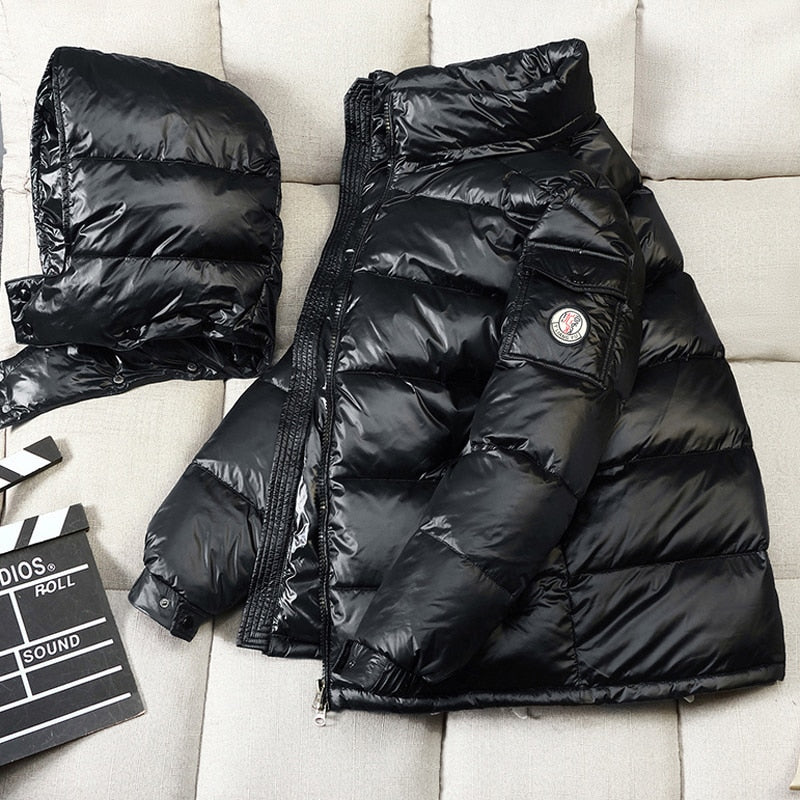 New Mens Hooded Casual Down Jacket Thick And Warm 2021  Winter Mens Winter Clothing Short Glossy White Duck Down Jackets Coats