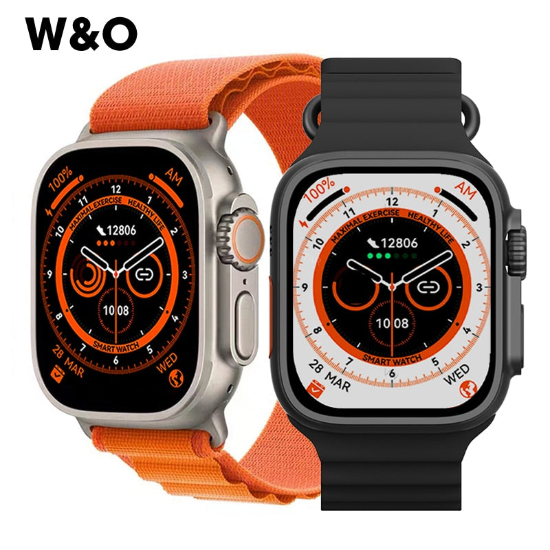 W&O New Smart Watch Men Ultra Series 8 Bluetooth Call NFC 2.08 Inch Smartwatch For Women 49mm Health Monitoring Fitness Bracelet