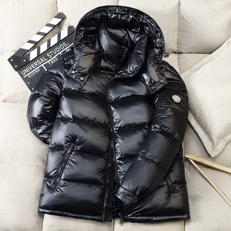 New Mens Hooded Casual Down Jacket Thick And Warm 2021  Winter Mens Winter Clothing Short Glossy White Duck Down Jackets Coats