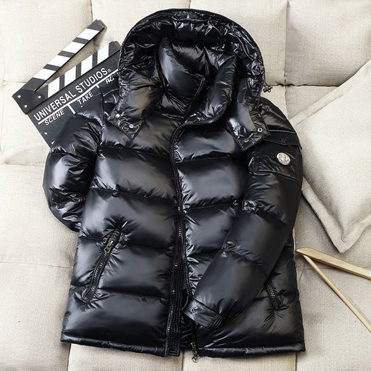 New Mens Hooded Casual Down Jacket Thick And Warm 2021  Winter Mens Winter Clothing Short Glossy White Duck Down Jackets Coats