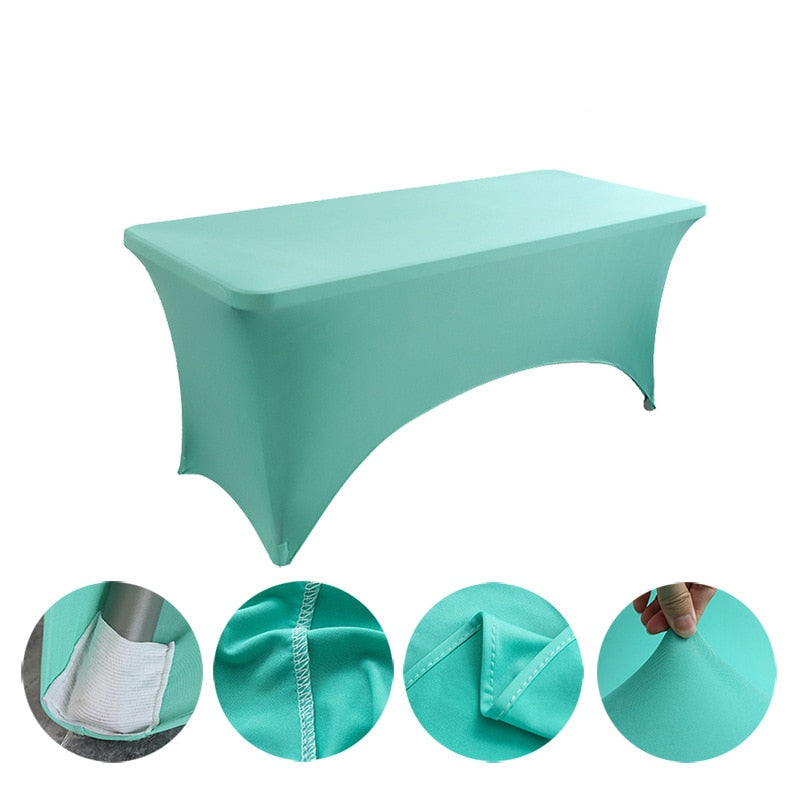 Spandex Plain Stretch Party Table Cover Cloth 4-8FT Folding Table Rectangular Cocktail Tablecloth For Wedding Banquet Christmas