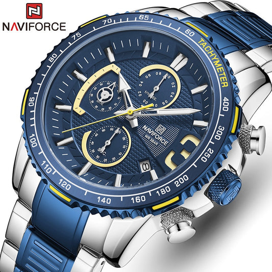 NAVIFORCE Luxury Watch For Men Quartz Chronograph Sport Waterproof Man Watches Military Fashion Stainless Steel Wristwatch Clock