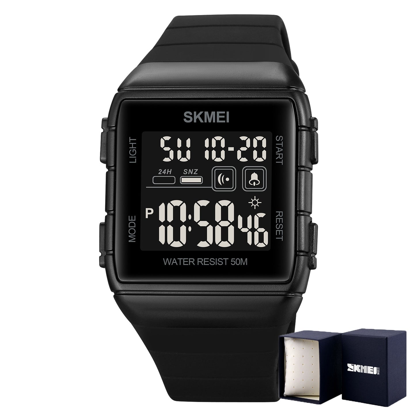 SKMEI Electronic Movement Sport Watch For Men Dual Time EL Light Display Digital Watch 50M Waterproof Clock Relogio masculino
