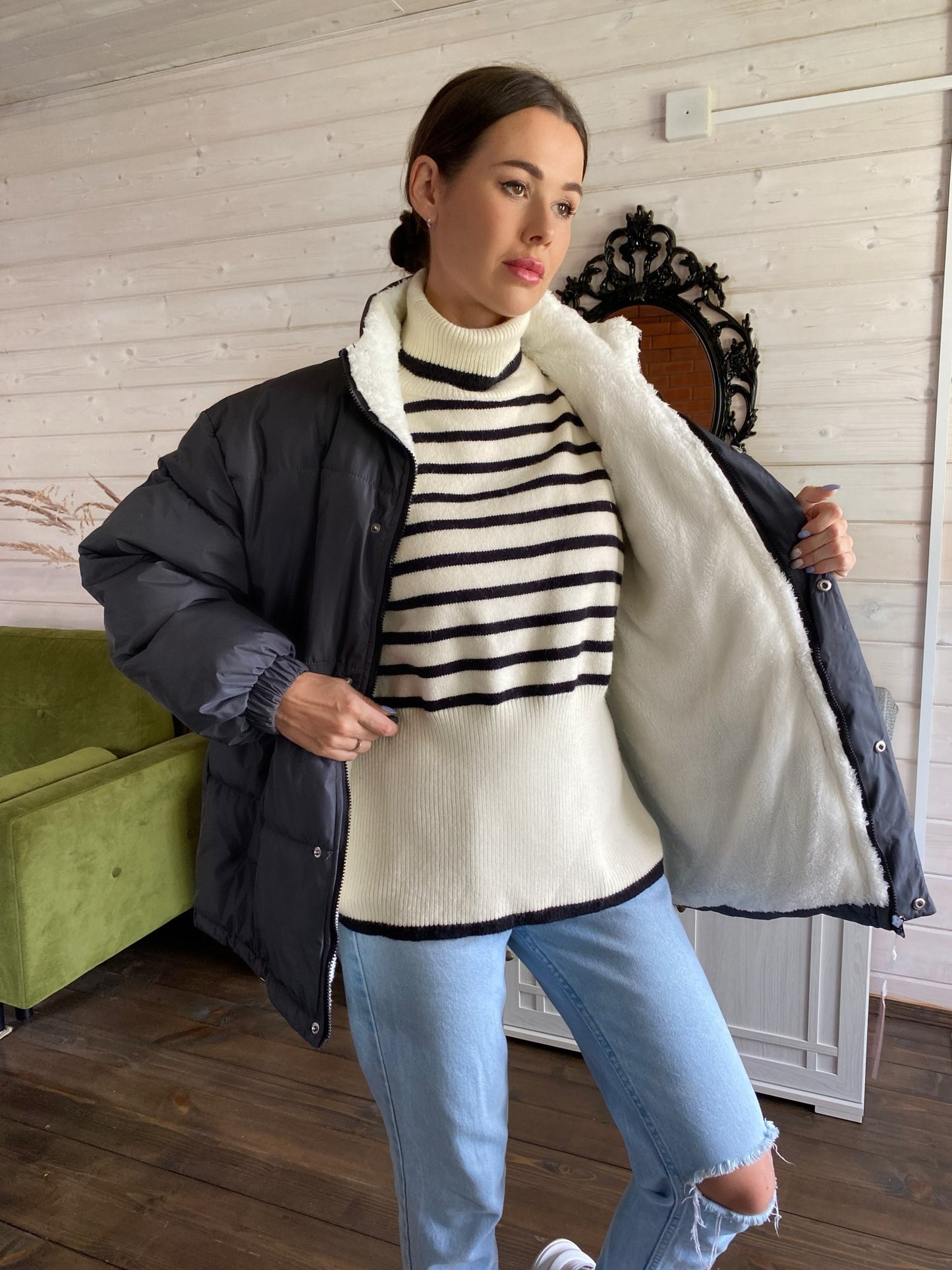 Letter Graphic Men & Women Winter Coat Warm Casual Jacket