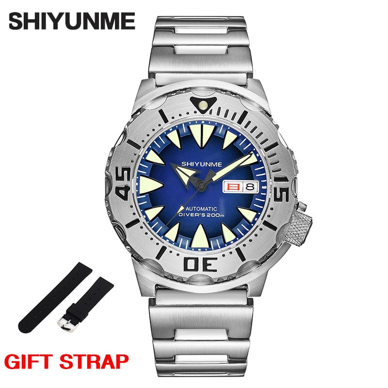 Sea knight Monster Automatic Watch Men NH36A Men's Mechanical Watches Sapphire Vintage Red Dial Green Luminous 200M Diver Watch