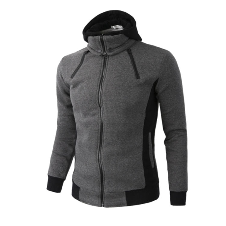 Fake Two Pieces Sports Sweatshirt Casual Men Jackets Coats Winter Thin Warm Zipper Hooded Jackets Autumn Winter Men's Clothing