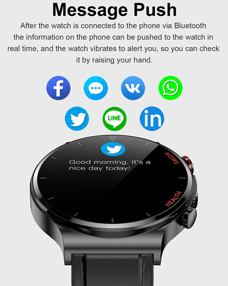 New Laser Treatment Three High Smart Watch Men ECG PPG Heart Rate Blood Pressure Health Tracker Smart Watch For Huawei Xiaomi