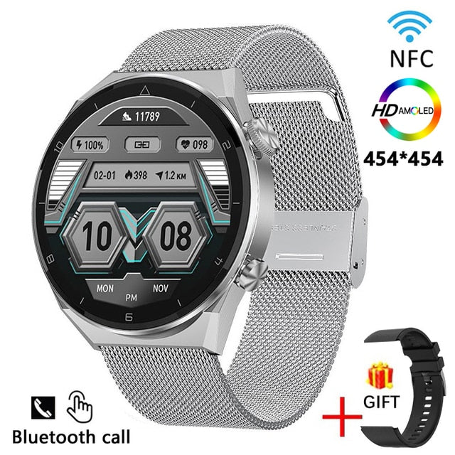 NFC Access Control Function Smartwatch Wireless Charging AMOLED Smart Watch New HD Screen Bluetooth Call Large Capacity Battery