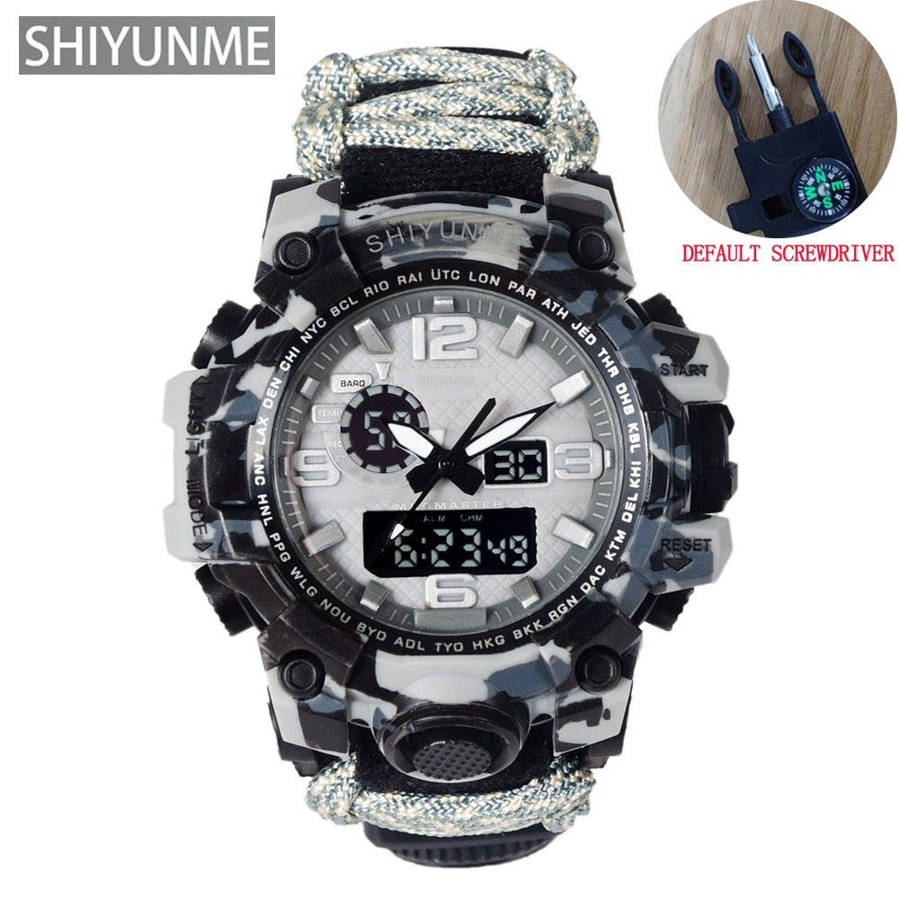 Men Military Sports LED Digital Watches Compass Outdoor Survival Multi-function Waterproof Men's Quartz Watch Relogio Masculino