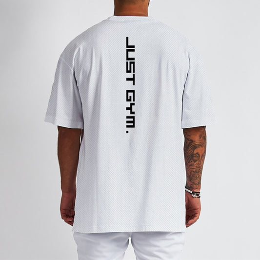 Oversized Loose Short Sleeve T-shirt Mens Mesh Dropped Shoulder Sportswear Fitness T Shirt Summer Gym Clothing Bodybuilding Tees