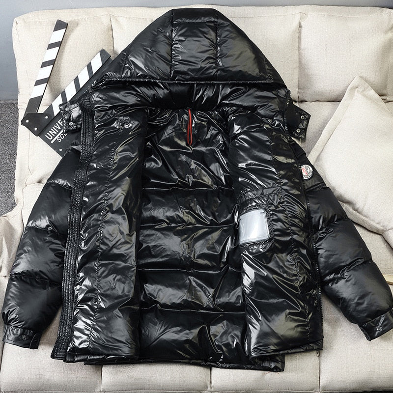 New Mens Hooded Casual Down Jacket Thick And Warm 2021  Winter Mens Winter Clothing Short Glossy White Duck Down Jackets Coats