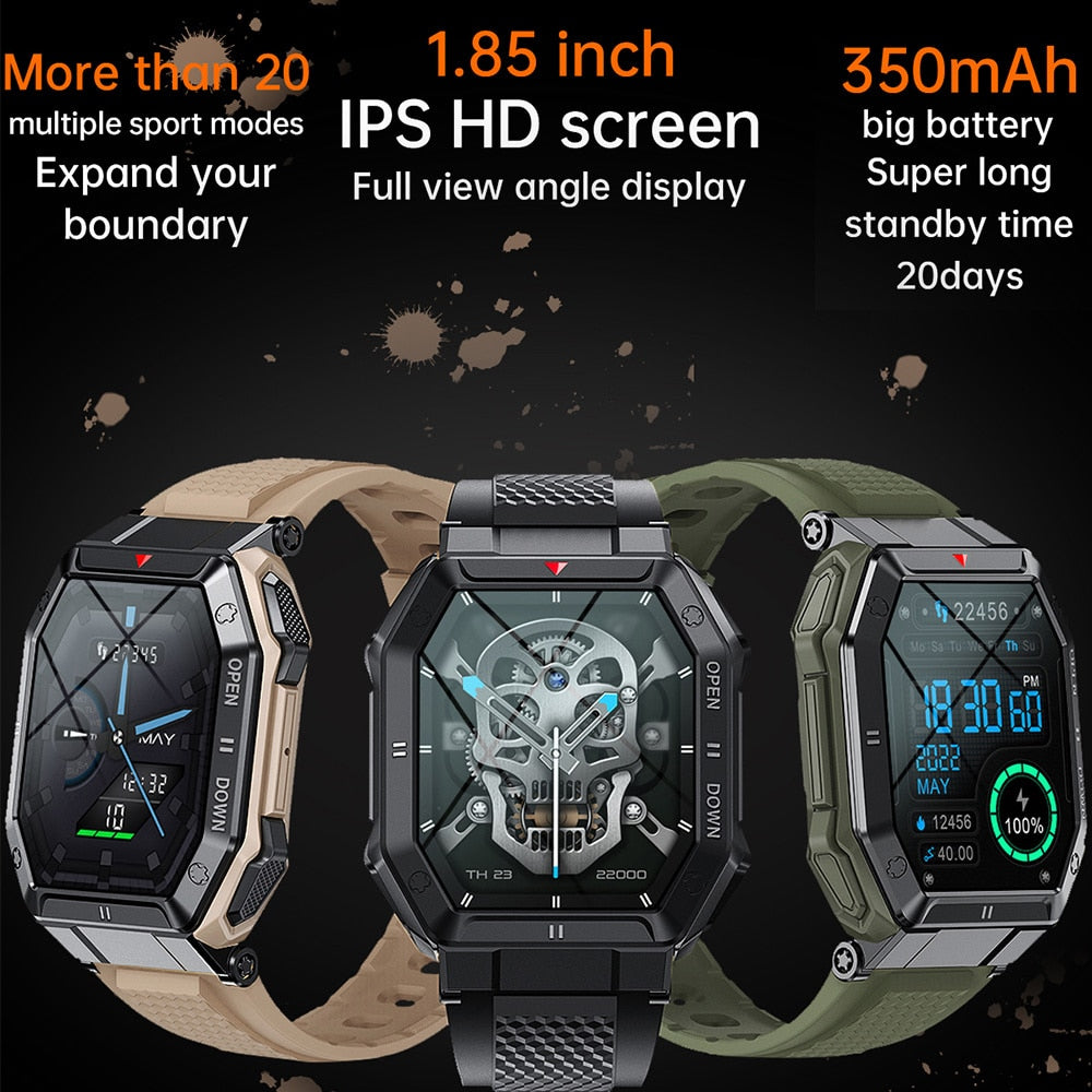 XIAOMI 1.85inch Bluetooth Military Smart Watch Men Call 350mAh 24H Healthy Monitor Outdoor IP68 Waterproof Sports Smartwatch