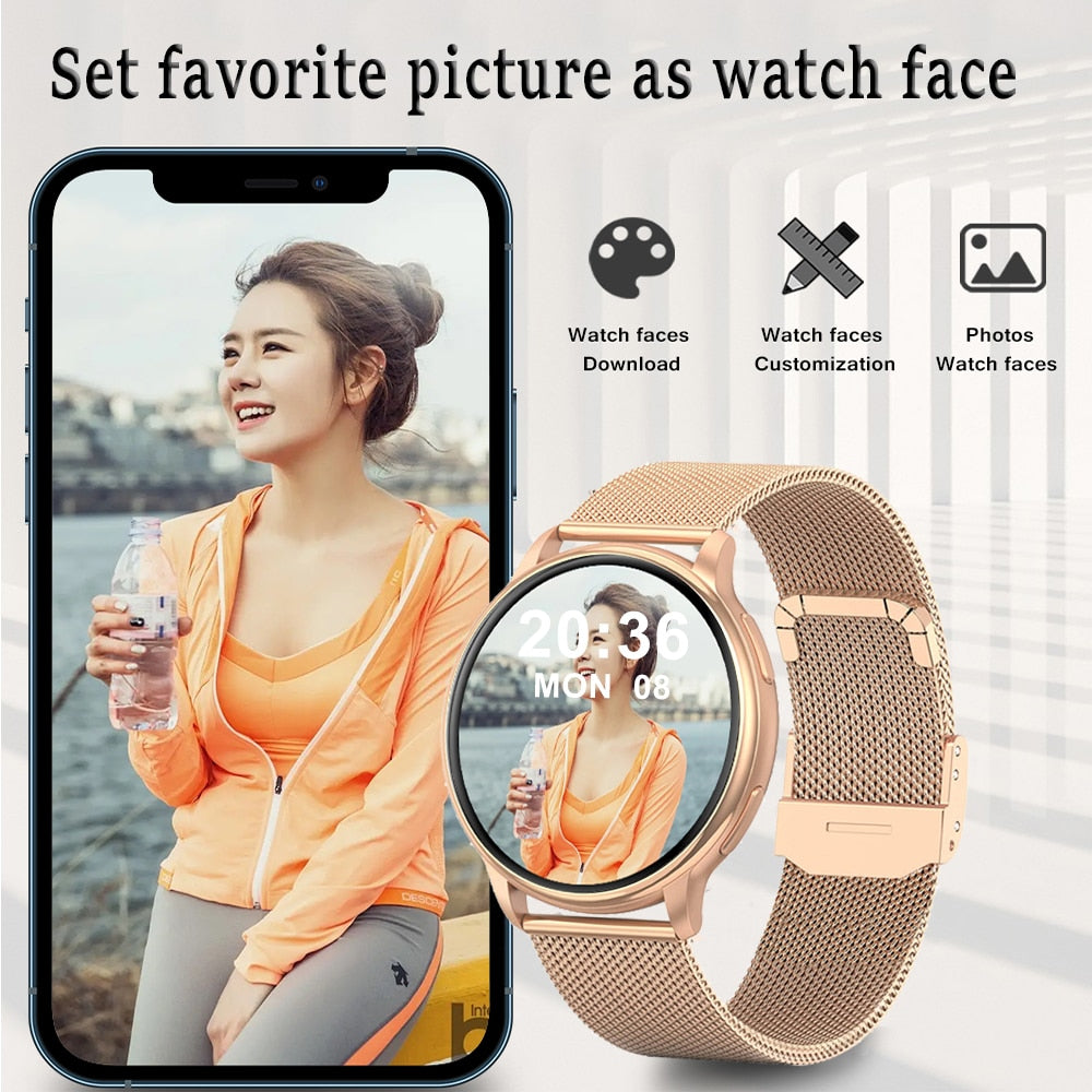 New Smart Watch Women Full Touch Screen Sports Fitness IP67 Waterproof Bluetooth Call Watch For Android IOS Smartwatch Women Men