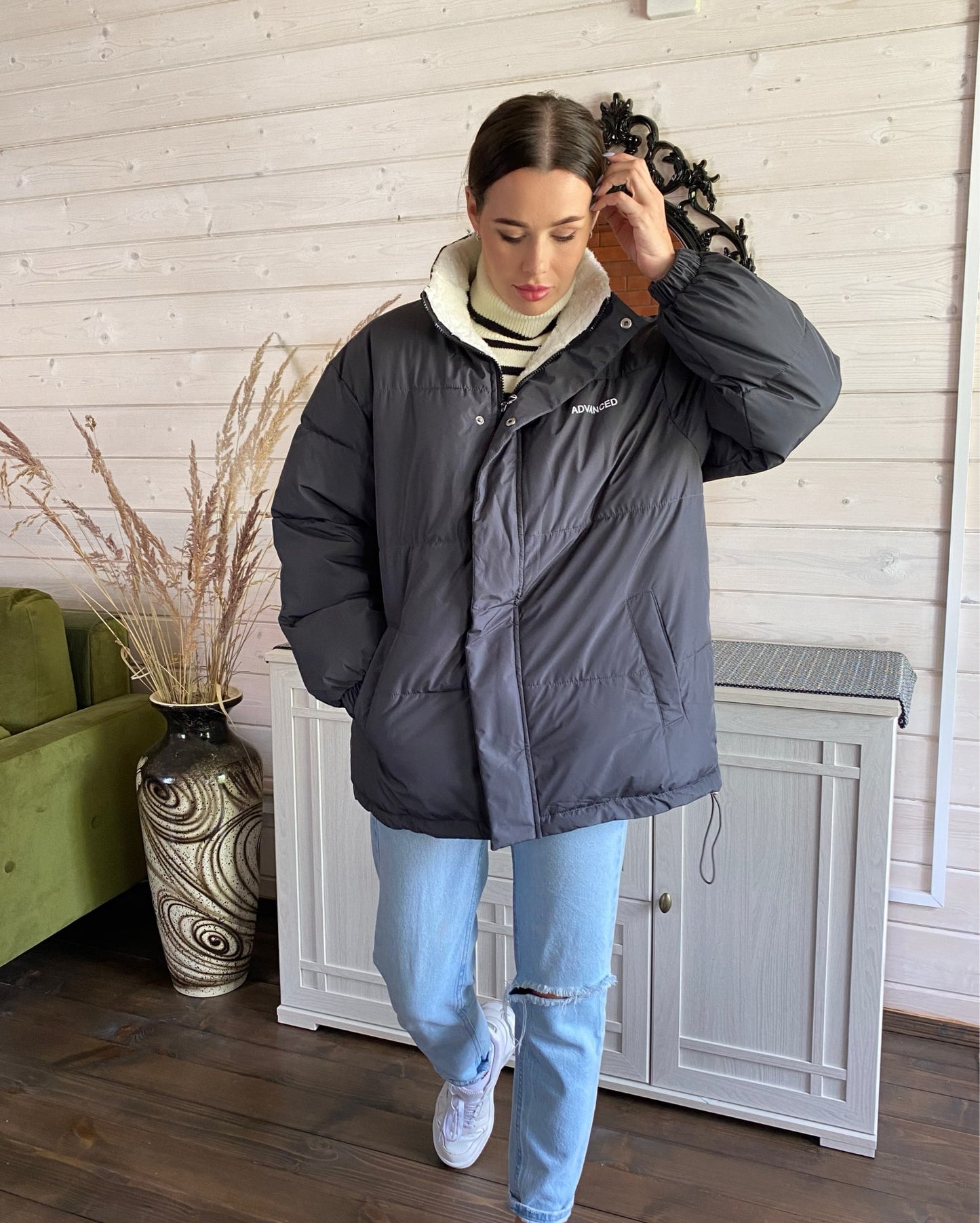 Letter Graphic Men & Women Winter Coat Warm Casual Jacket