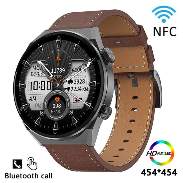 NFC Access Control Function Smartwatch Wireless Charging AMOLED Smart Watch New HD Screen Bluetooth Call Large Capacity Battery