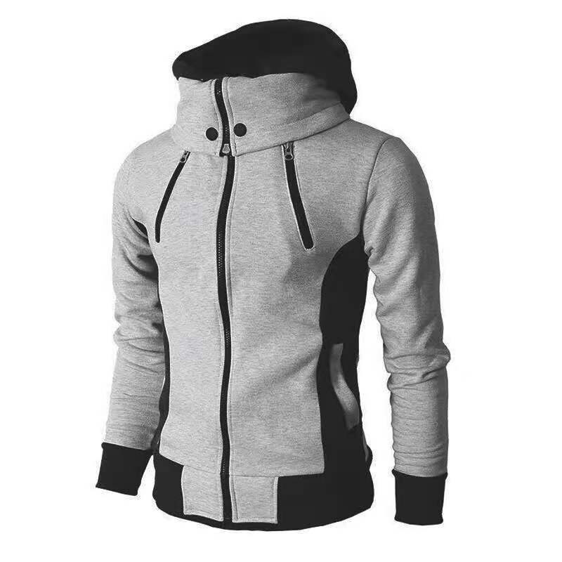 Fake Two Pieces Sports Sweatshirt Casual Men Jackets Coats Winter Thin Warm Zipper Hooded Jackets Autumn Winter Men's Clothing