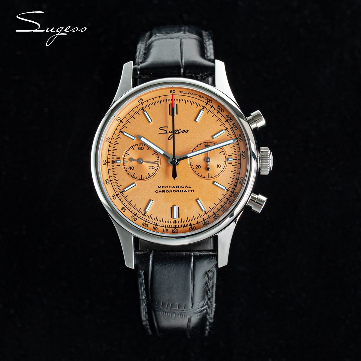 Sugess 1963 Salmon Pilot Watch Men Chronograph Sapphire ST1901 SEAGULL Movement 40mm Mechanical Wristwatches reloj para hombre
