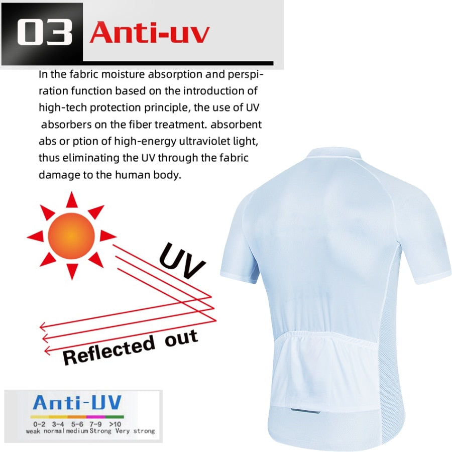 Men Cycling Jersey White Cycling Clothing Quick Dry Bicycle Short Sleeves MTB Mallot Ciclismo Enduro Shirts Bike Clothes Uniform